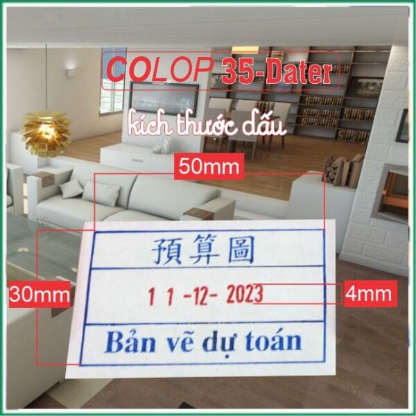 Dấu ngày tháng số xoay nội dung 2 màu mực