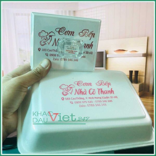 Con dấu đóng hộp xốp, hộp cơm