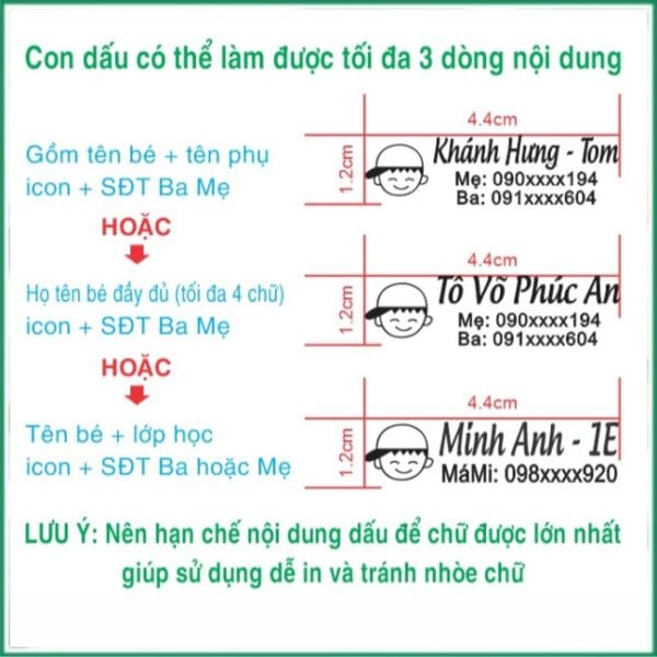 Con dấu in tên lên quần áo